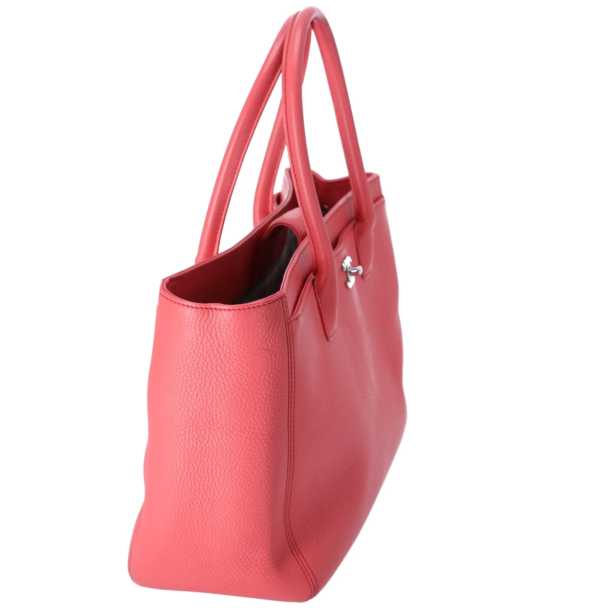 CHANEL Executive Tote Line Tote Bag Pink Grained Calf Leather