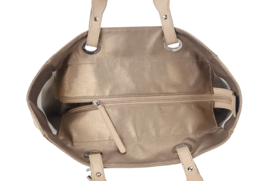 CHANEL PARIS BIARRITZ TOTE BAG (1139xxxx) LARGE GOLD CALFSKIN SILVER HARDWARE NO DUST COVER