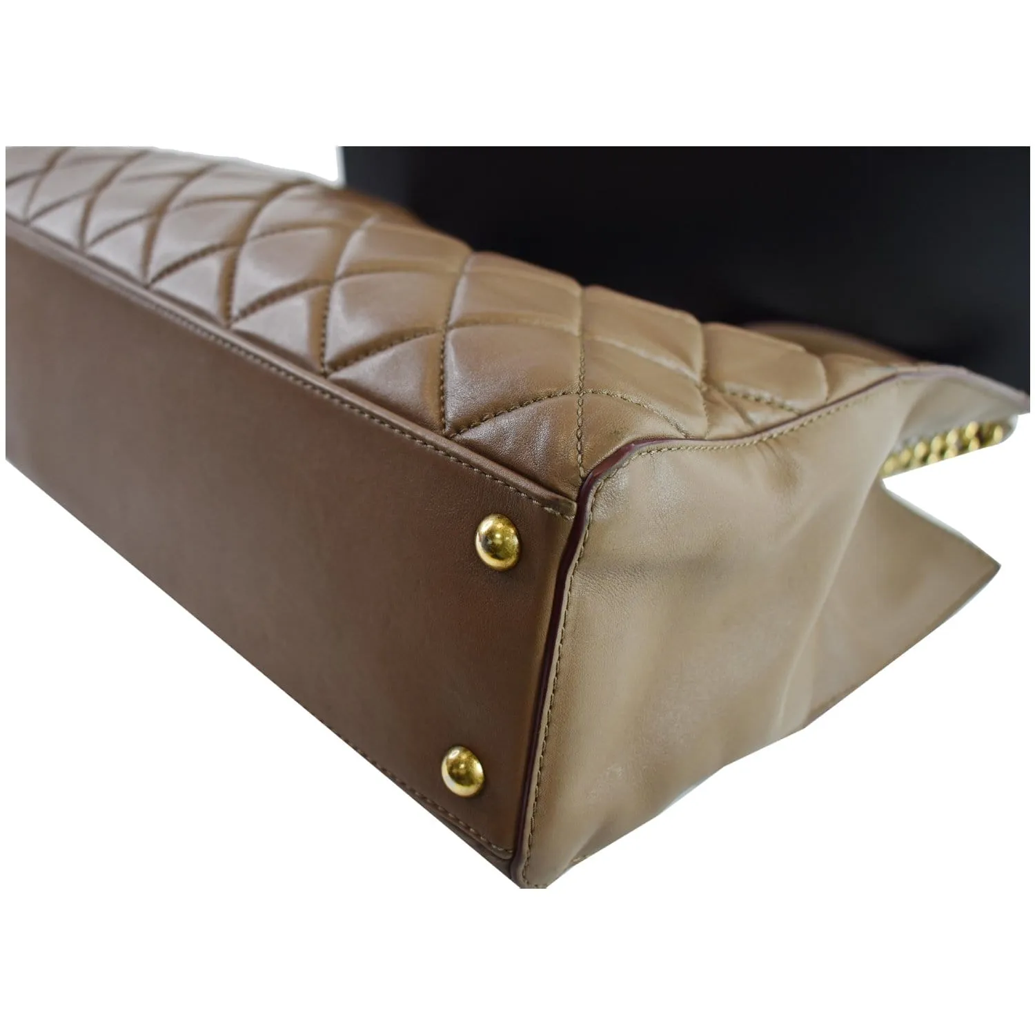 CHANEL Quilted Leather Perfect Edge Shopper Tote Brown