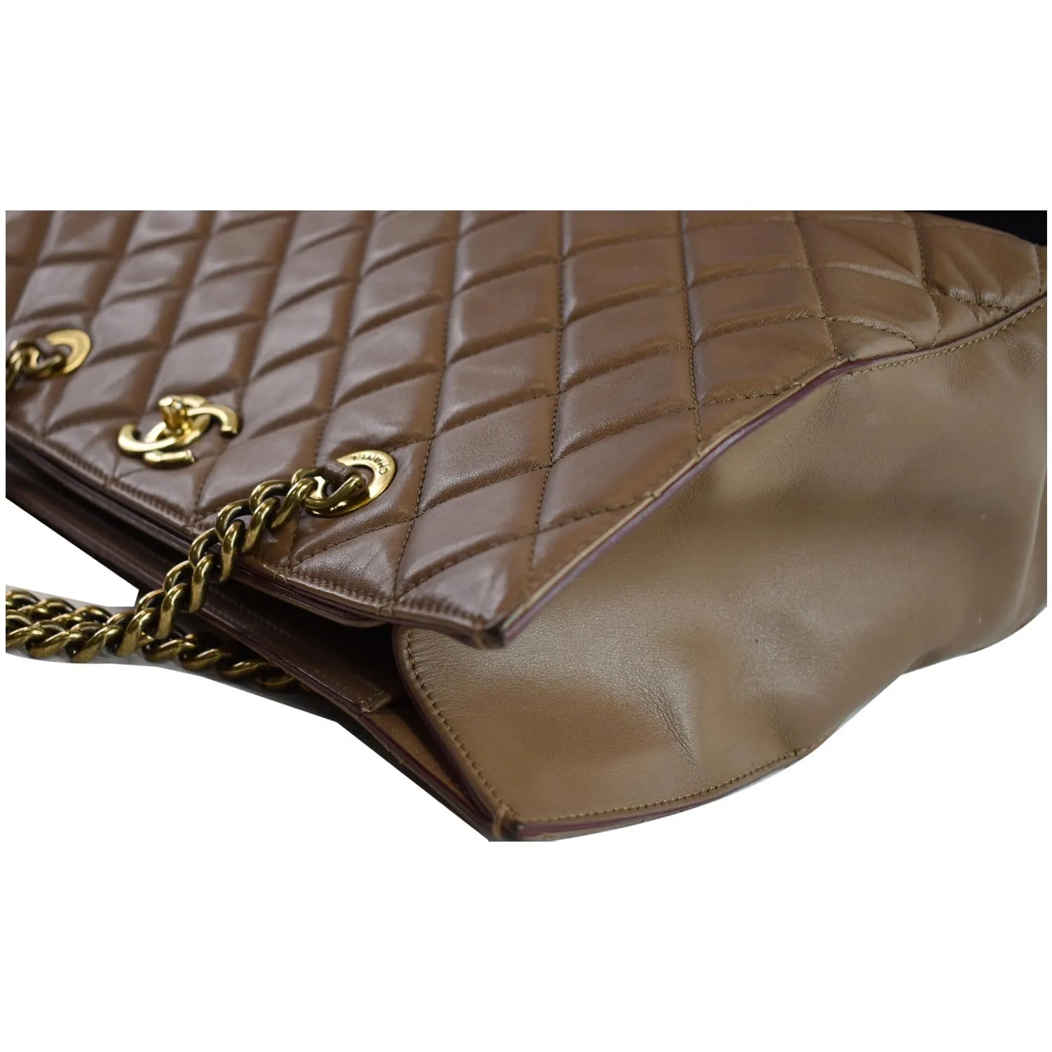 CHANEL Quilted Leather Perfect Edge Shopper Tote Brown