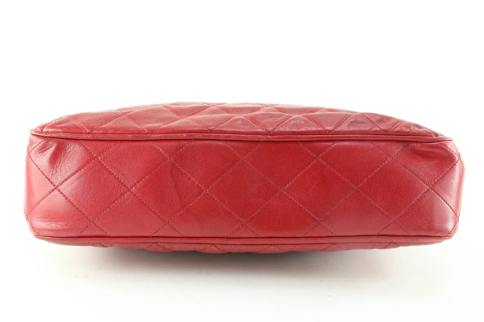 Chanel Red Quilted Lambskin Shopper Chain Tote GHW 3CAS0419