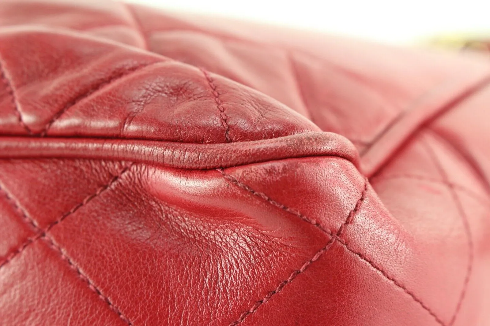 Chanel Red Quilted Lambskin Shopper Chain Tote GHW 3CAS0419
