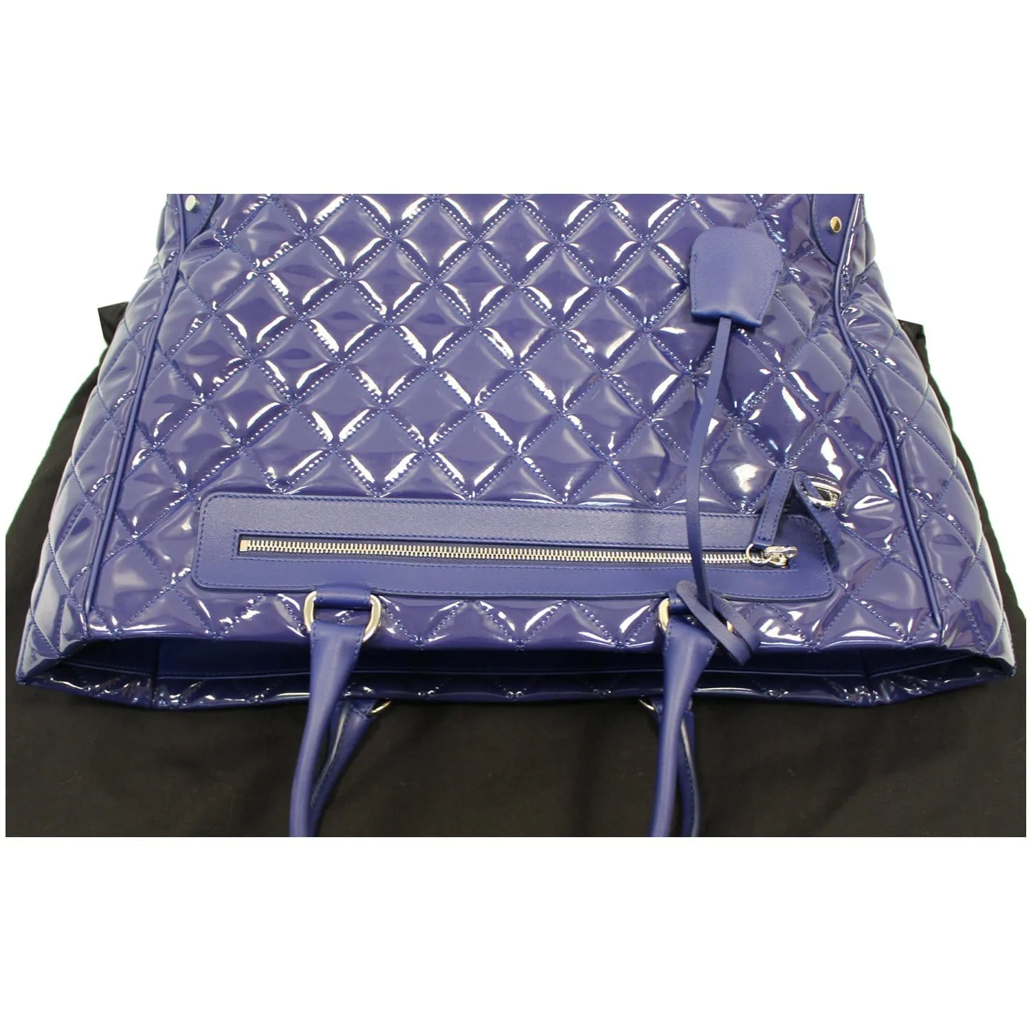 CHANEL Timeless XL Quilted Carry-on Patent Leather Tote Royal Blue