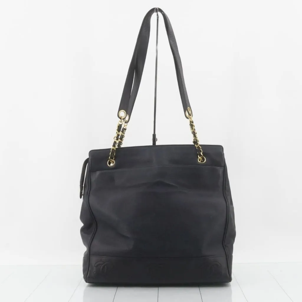 CHANEL Triple Coco Mark Chain Tote Bag Caviar Skin