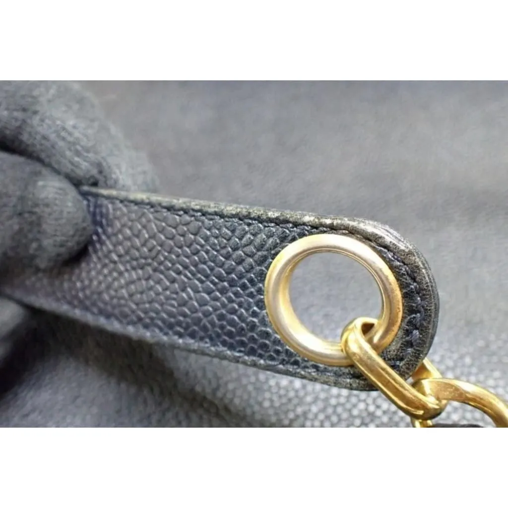 CHANEL Triple Coco Mark Chain Tote Bag Caviar Skin