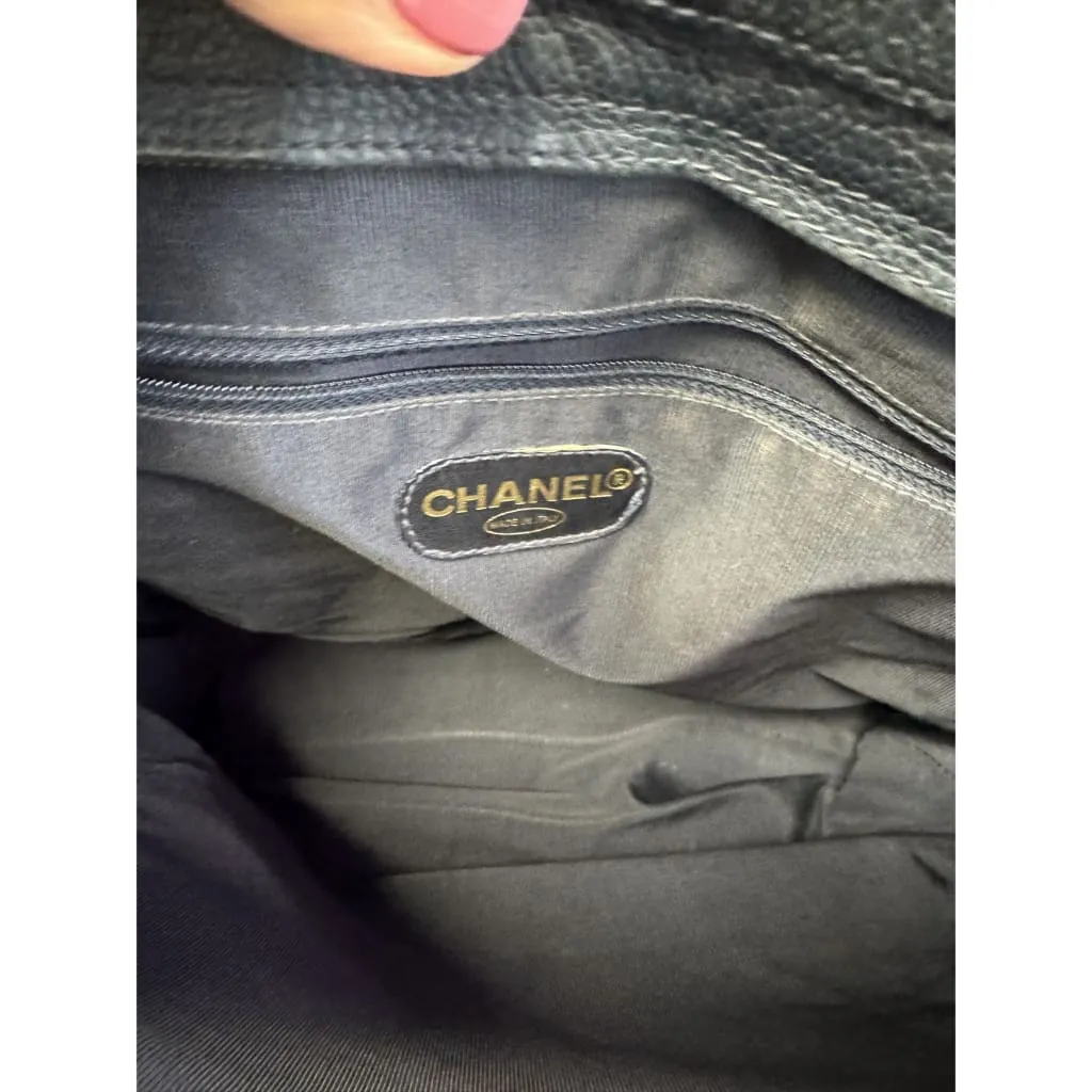 CHANEL Triple Coco Mark Chain Tote Bag Caviar Skin