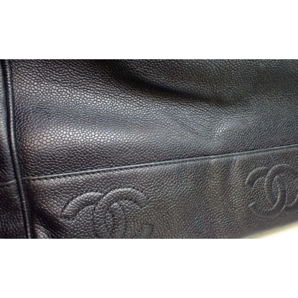 CHANEL Triple Coco Mark Chain Tote Bag Caviar Skin