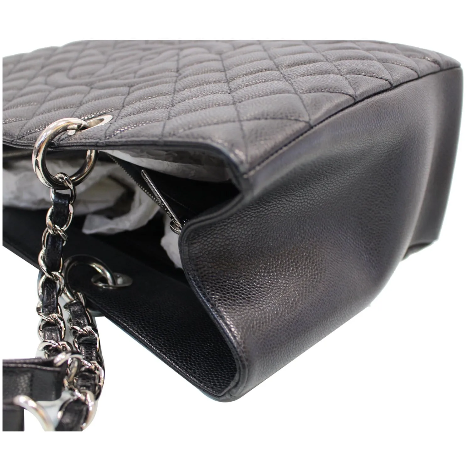 CHANEL XL Grand Caviar Leather Shopping Tote Bag Black