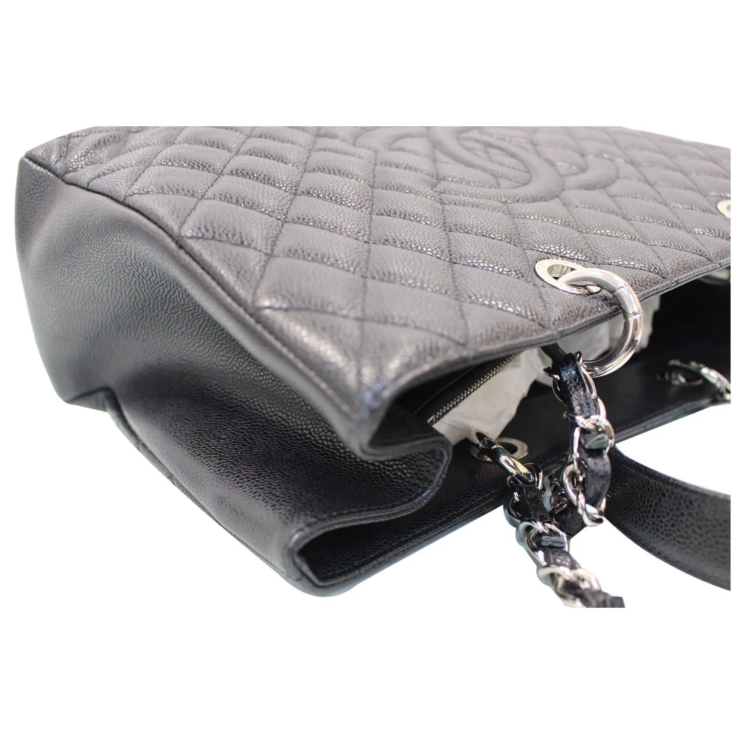 CHANEL XL Grand Caviar Leather Shopping Tote Bag Black