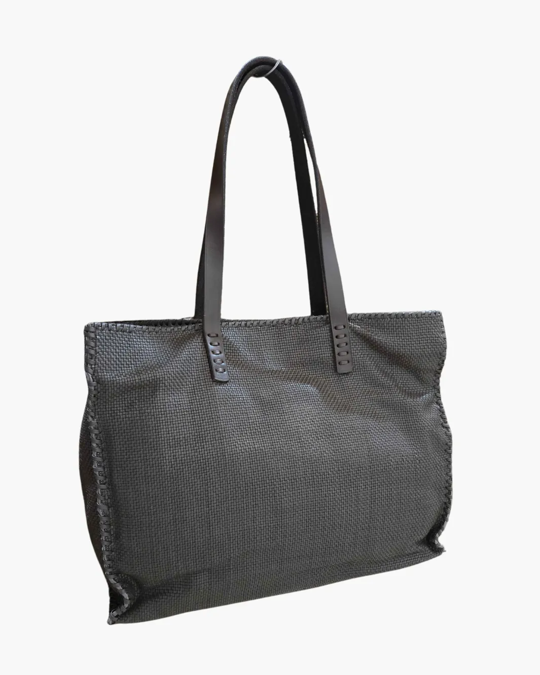 CHECK TOTE IN GREY