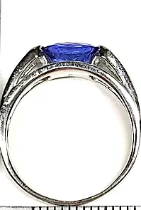 CHESTERFIELD'S LONDON. Vintage Estate 1970s Jewelry Ring Tanzanite 1.1ct & Diamonds Hallmarked Platinum Band