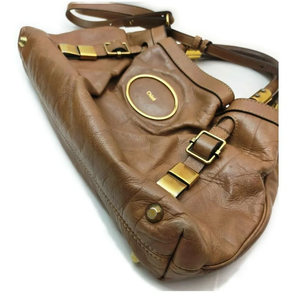 Chloé Brown Leather Victora 2way Tote Bag 862329