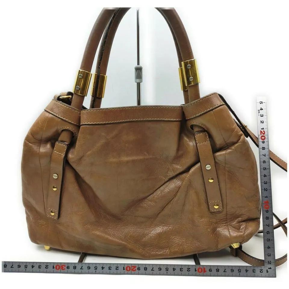 Chloé Brown Leather Victora 2way Tote Bag 862329