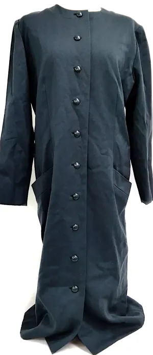 Christian Dior Paris. Dark Gray/Blue Button Front Mandarin Collar Uniform Style Wool, Cupro Dress/Coat