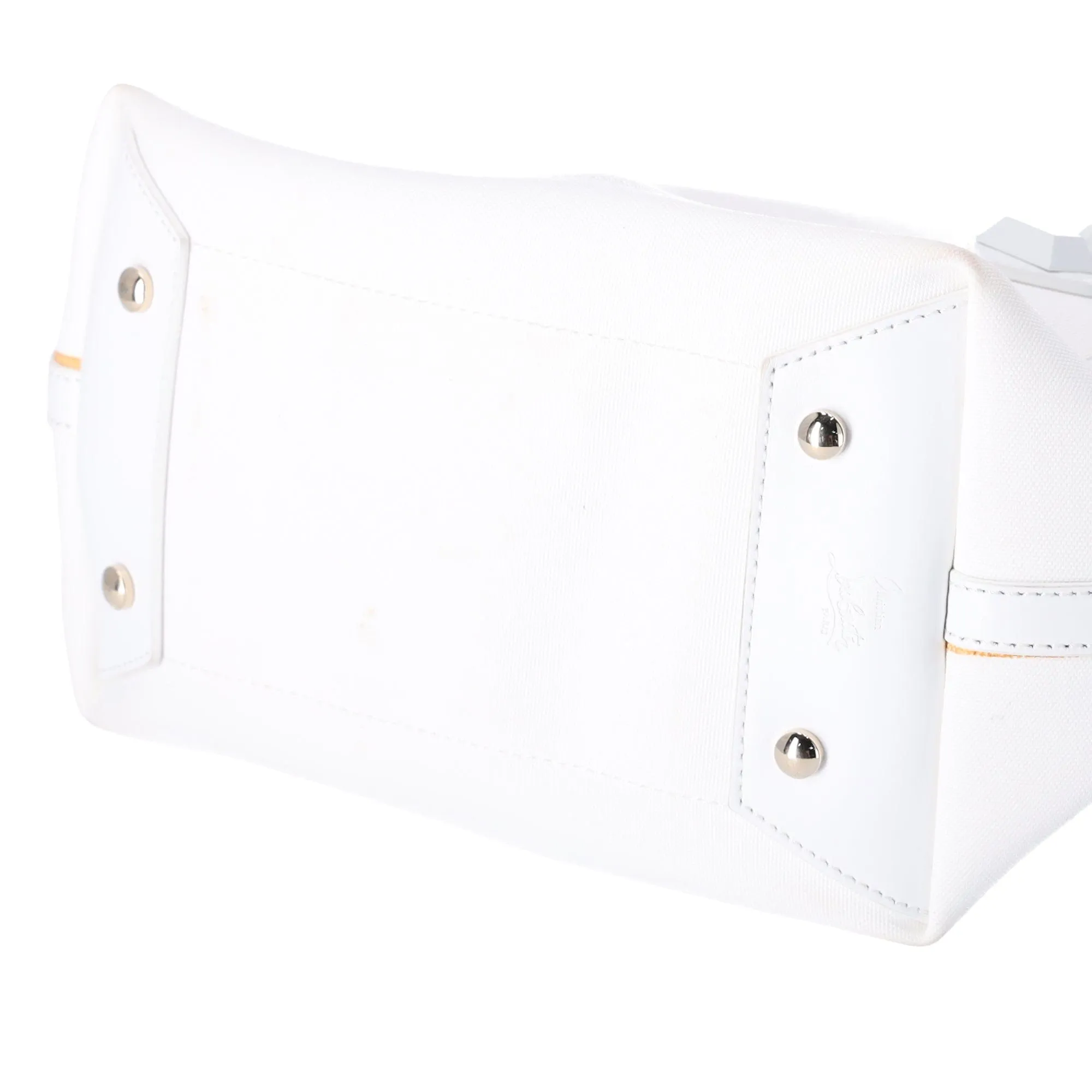 Christian Louboutin Frangibus Small Tote Bag White Canvas Leather Studded