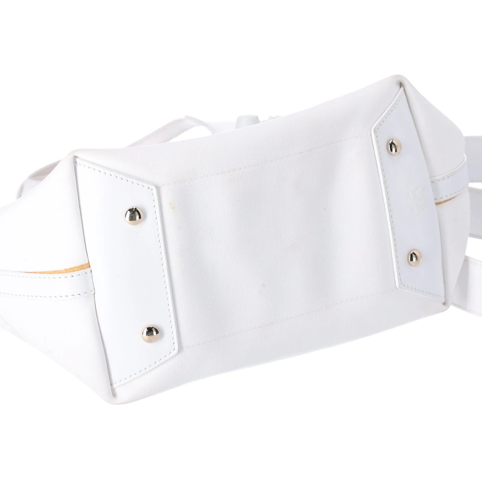 Christian Louboutin Frangibus Small Tote Bag White Canvas Leather Studded