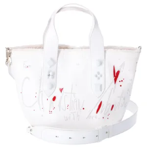 Christian Louboutin Frangibus Small Tote Bag White Canvas Leather Studded