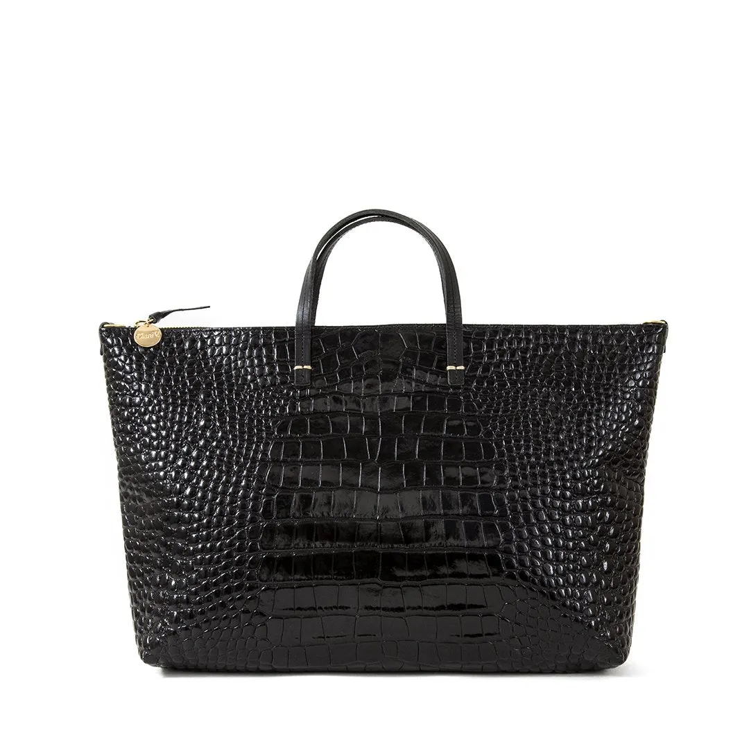 Clare V. Black Croco Attaché