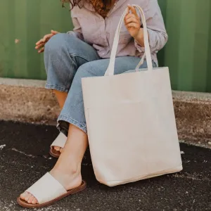 Classic Leather Tote {Cream}