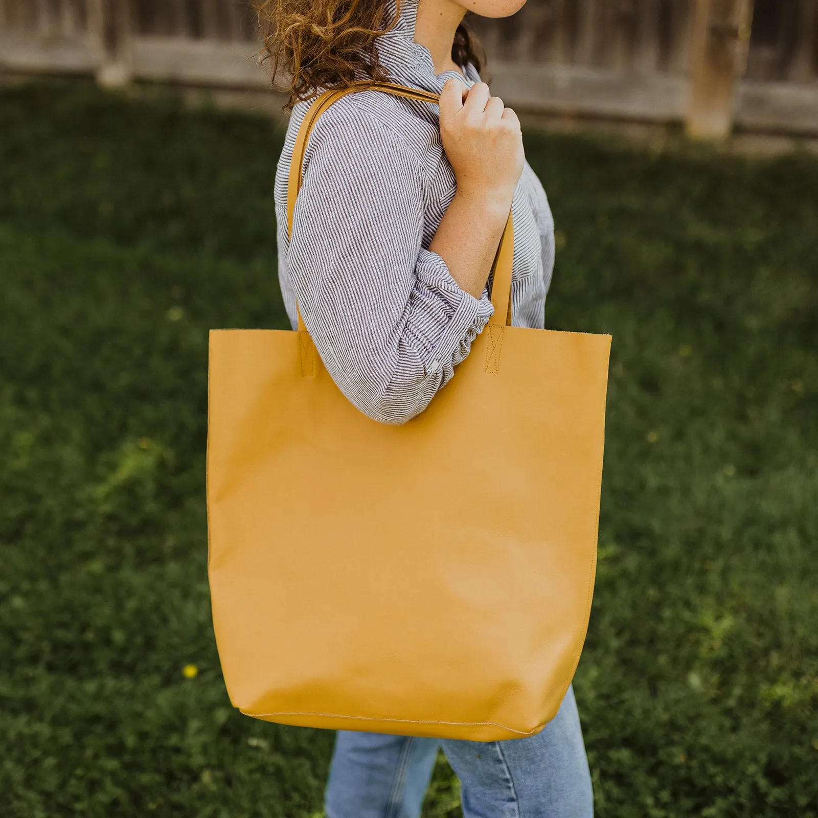 Classic Leather Tote {Goldenrod}