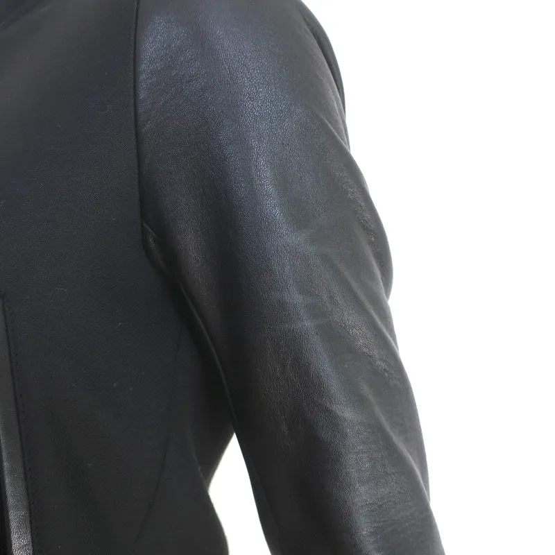 Club Monaco Varsity Jacket Regan Black Leather & Stretch Twill Size Extra Small