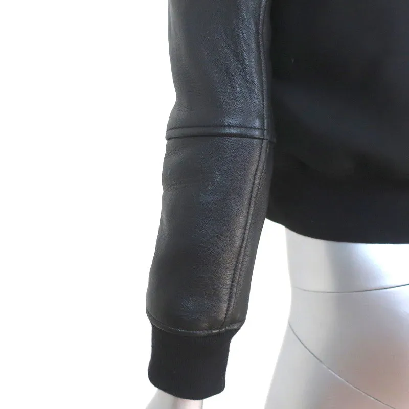 Club Monaco Varsity Jacket Regan Black Leather & Stretch Twill Size Extra Small