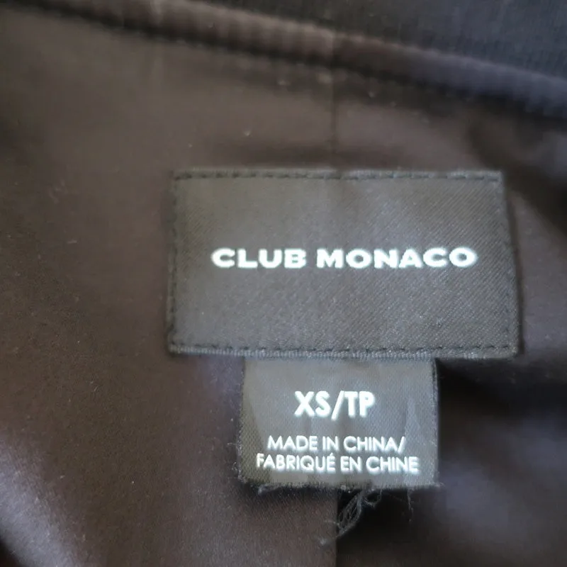 Club Monaco Varsity Jacket Regan Black Leather & Stretch Twill Size Extra Small