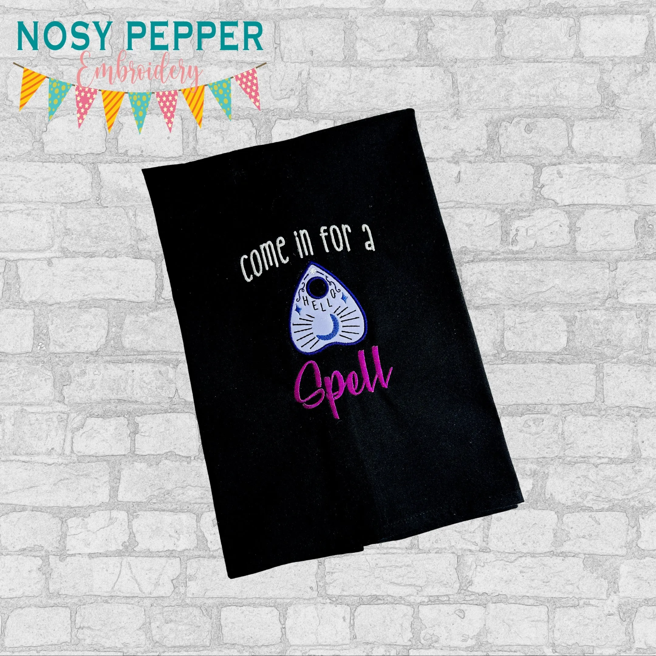 Come In For A Spell Applique machine embroidery design (4 sizes included) DIGITAL DOWNLOAD