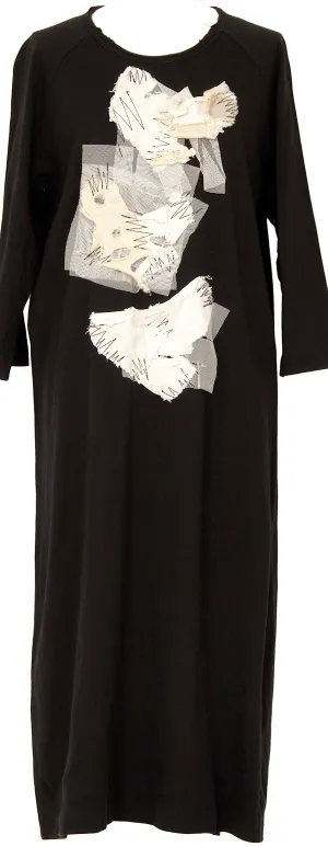 COMME des GARCONS JAPAN. TAO. Black Mesh Pasteed Raglan Dress