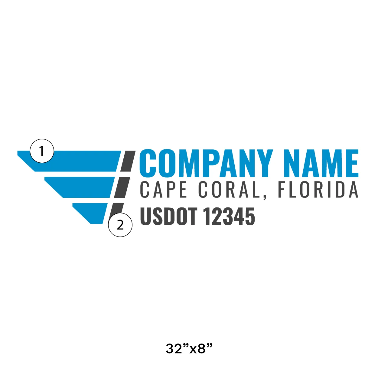 Company Name Truck Door Decal (USDOT), 2 Pack