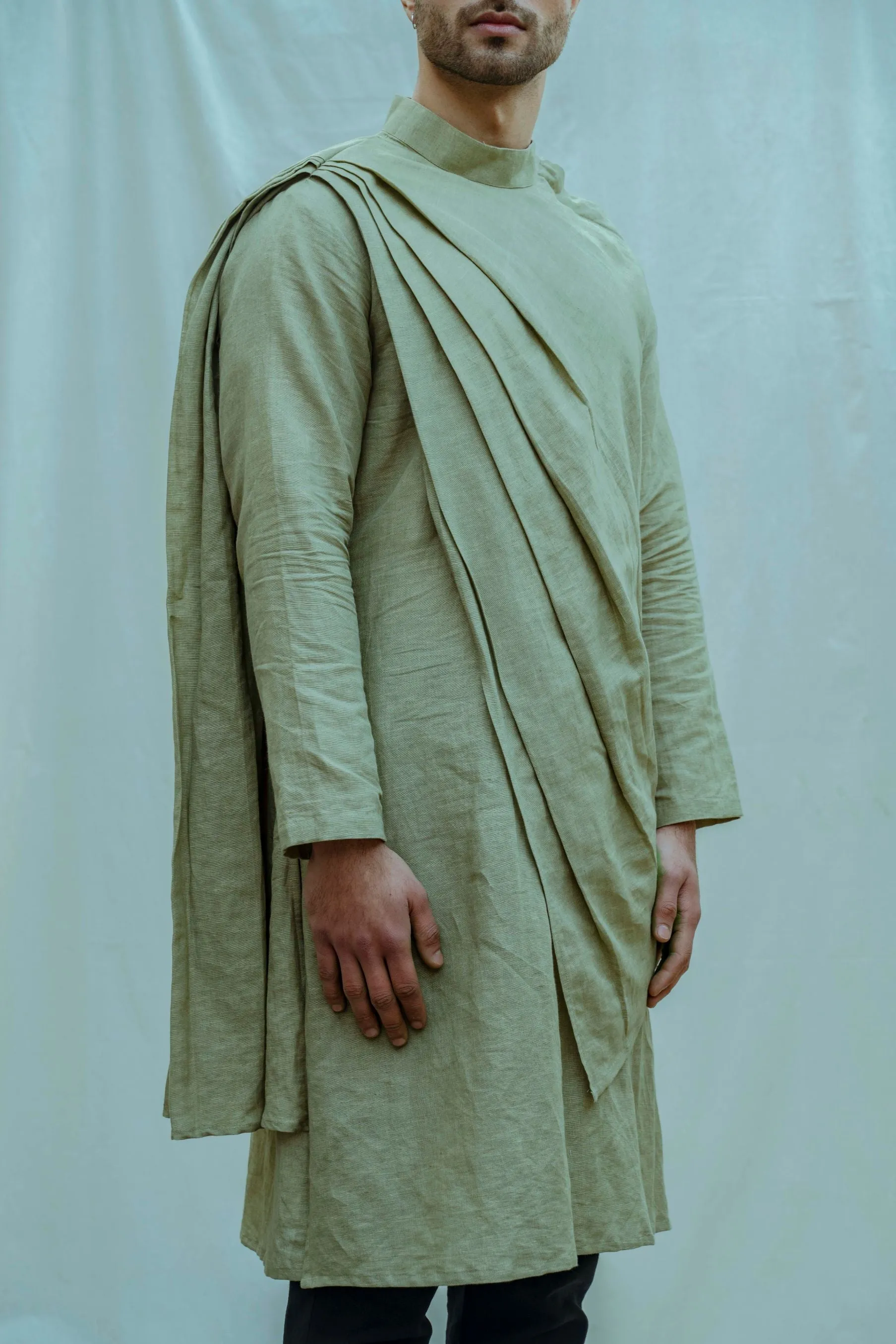 Cotton X Linen Back Pleated Kurta