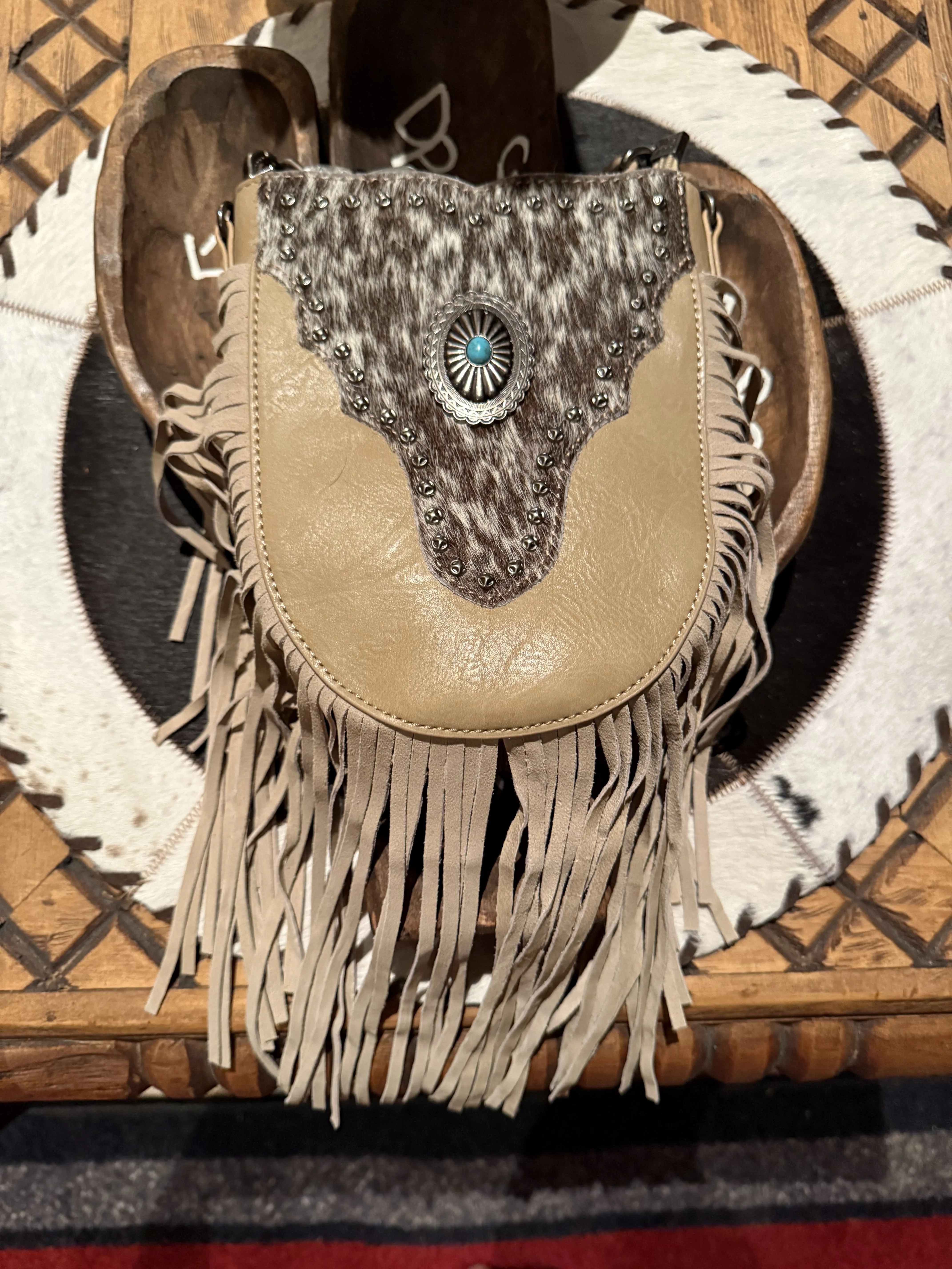 Cowhide western crossbody