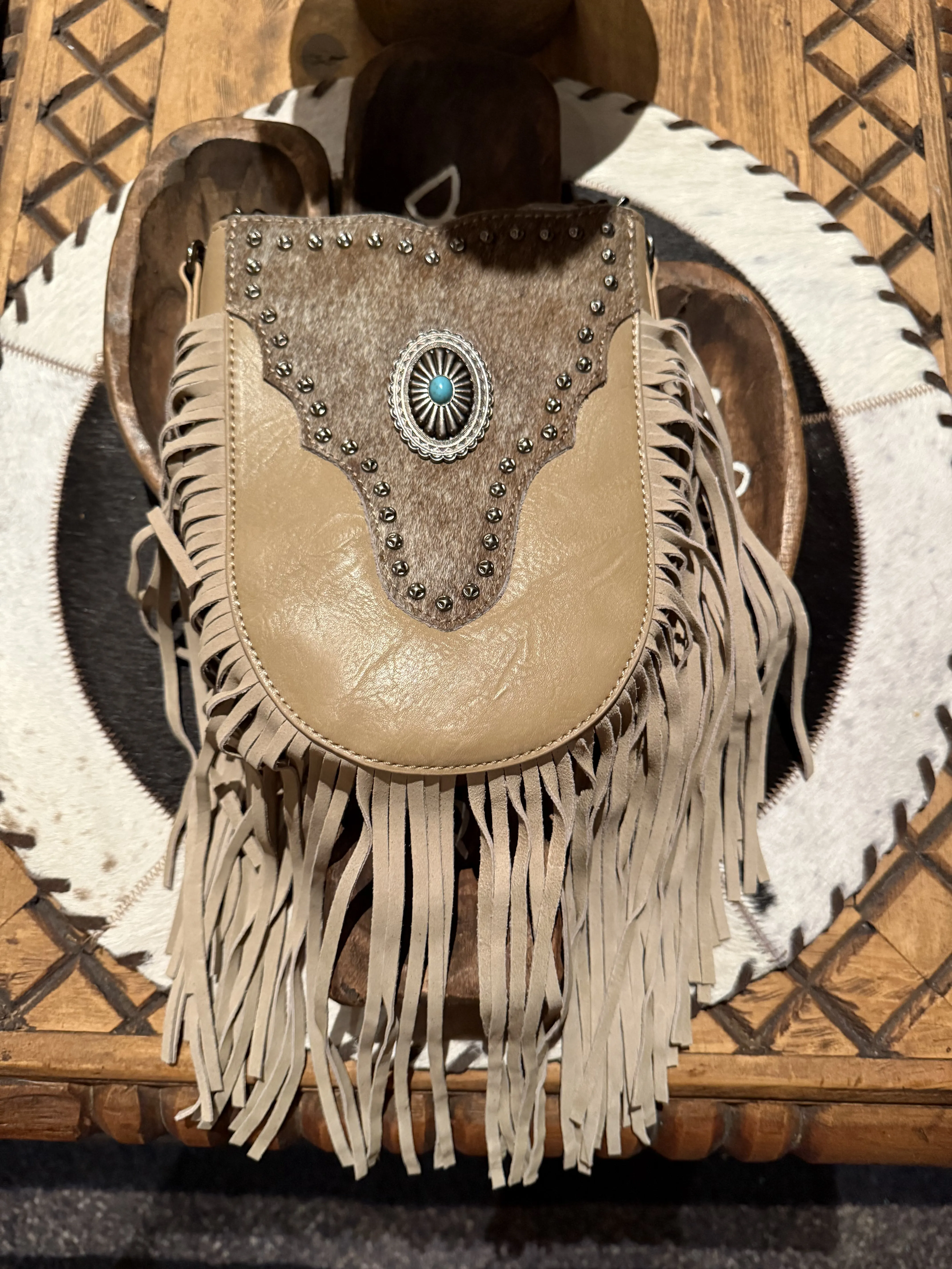 Cowhide western crossbody
