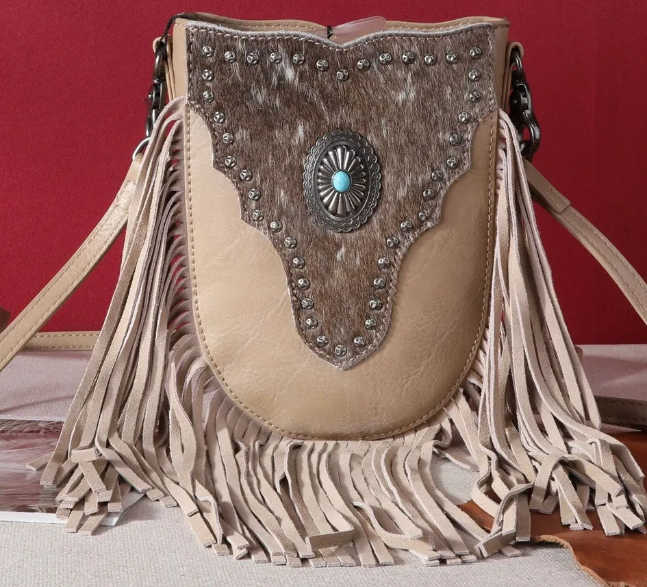 Cowhide western crossbody
