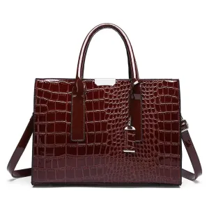 Crocodile Print Handbag Purse Adjustable Strap Tote Bag Top Handle Large Capacity Crossbody Bags for Work or Travel Great Gift