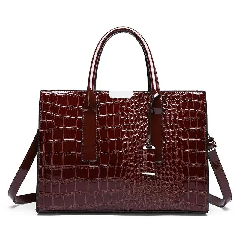 Crocodile Print Handbag Purse Adjustable Strap Tote Bag Top Handle Large Capacity Crossbody Bags for Work or Travel Great Gift