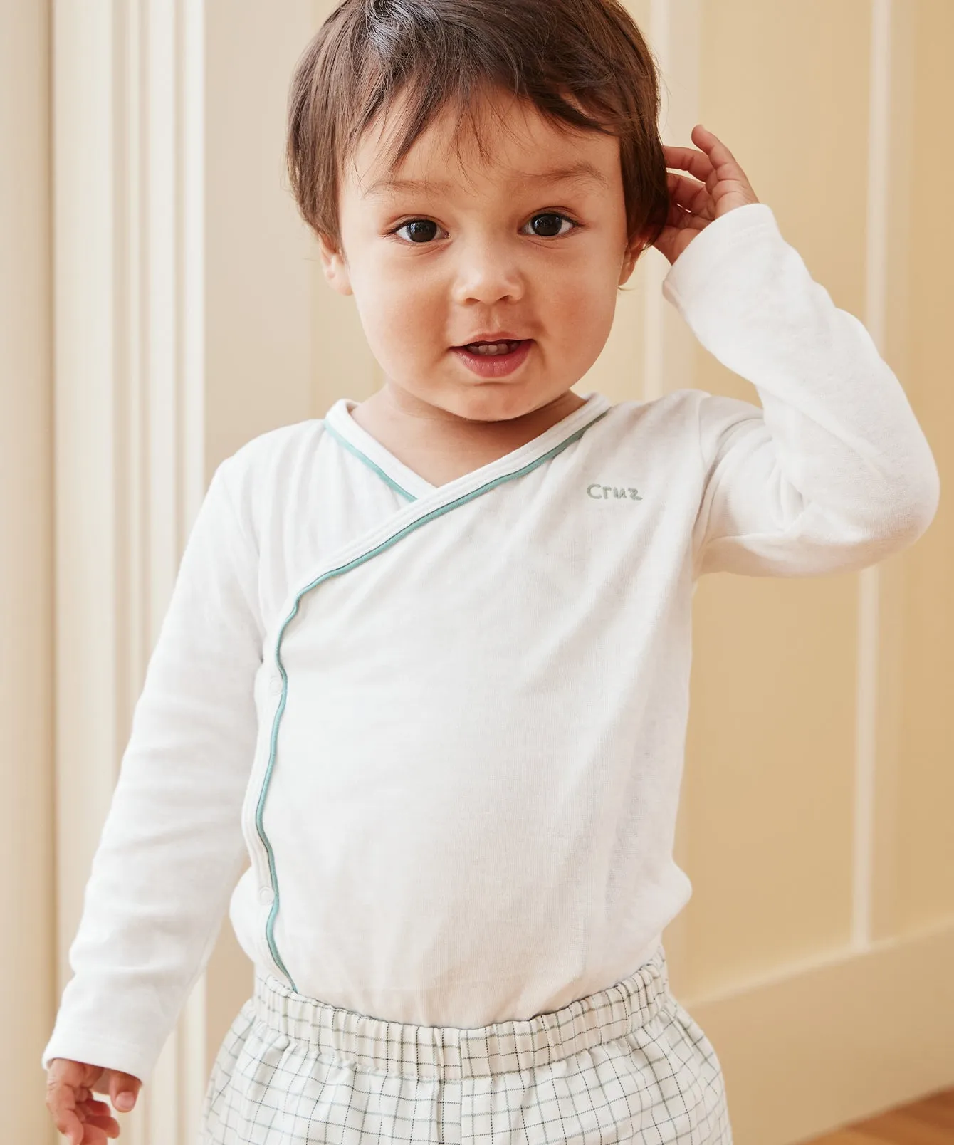 Crossbody One-piece, Seafoam Piping