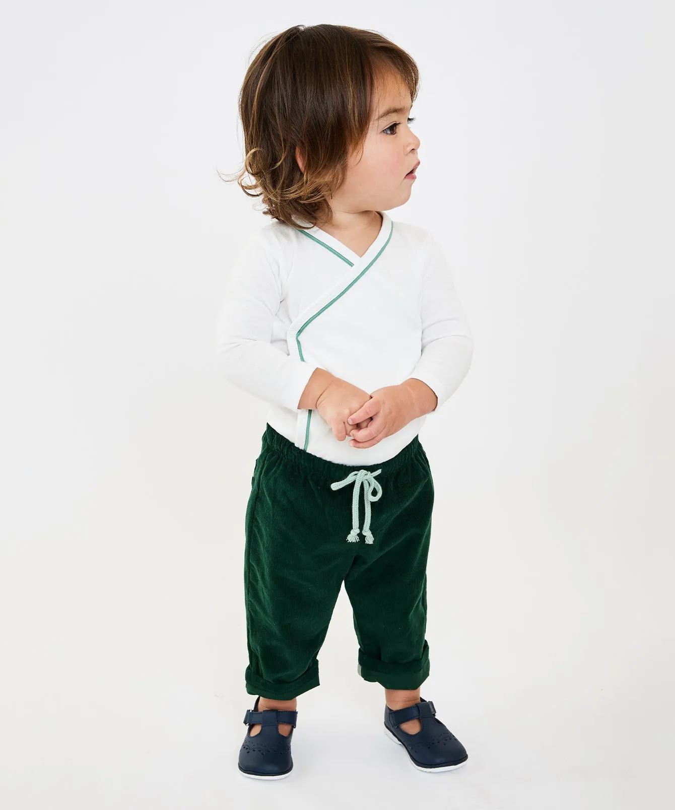 Crossbody One-piece, Seafoam Piping