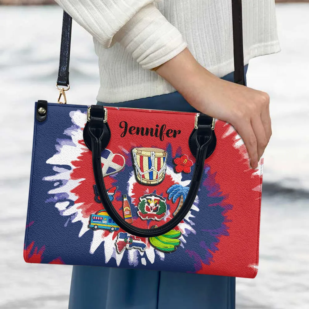 Custom Dominican Leather Handbag Purse With Typical Symbols