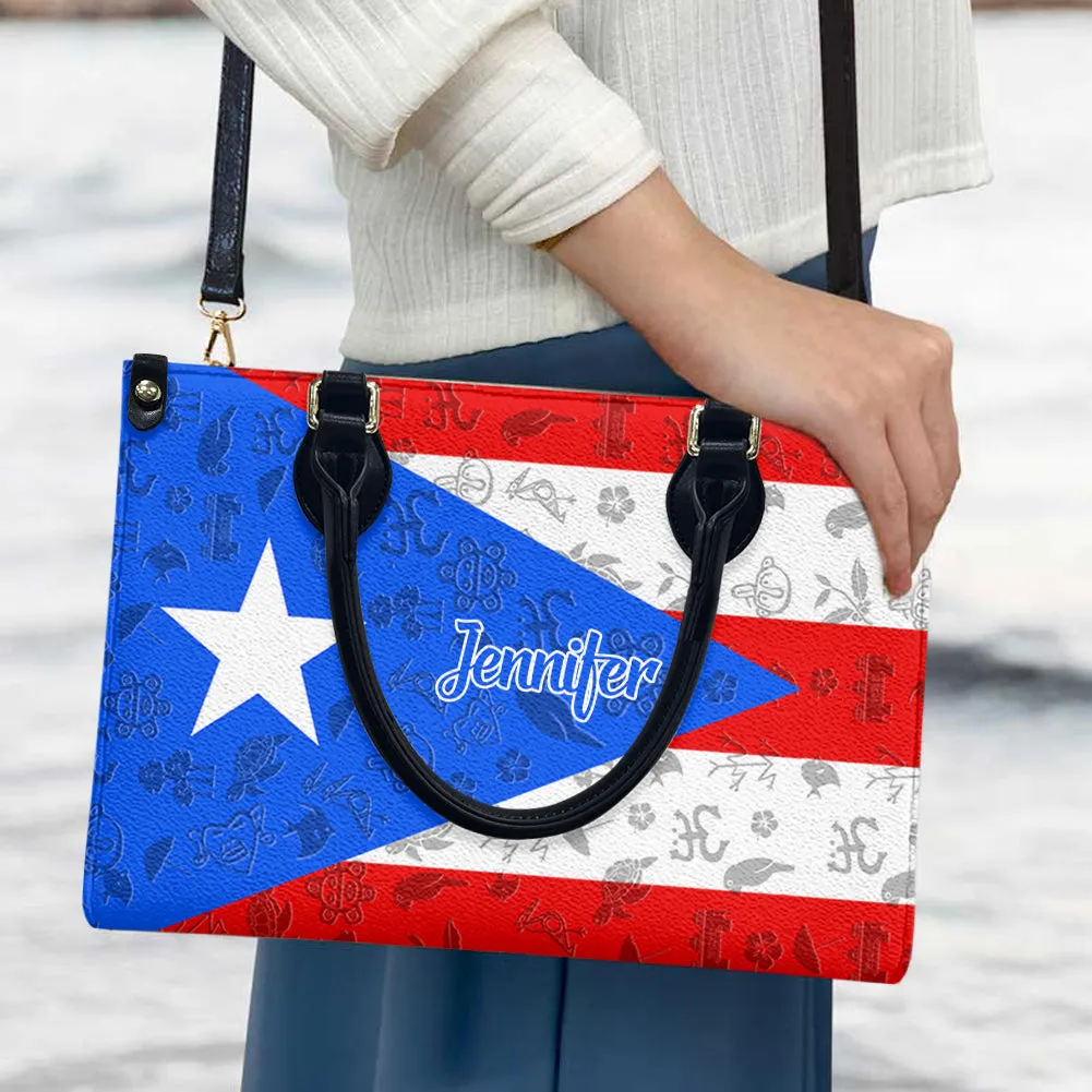 Custom Puerto Rico Leather Handbag Purse With Your Name