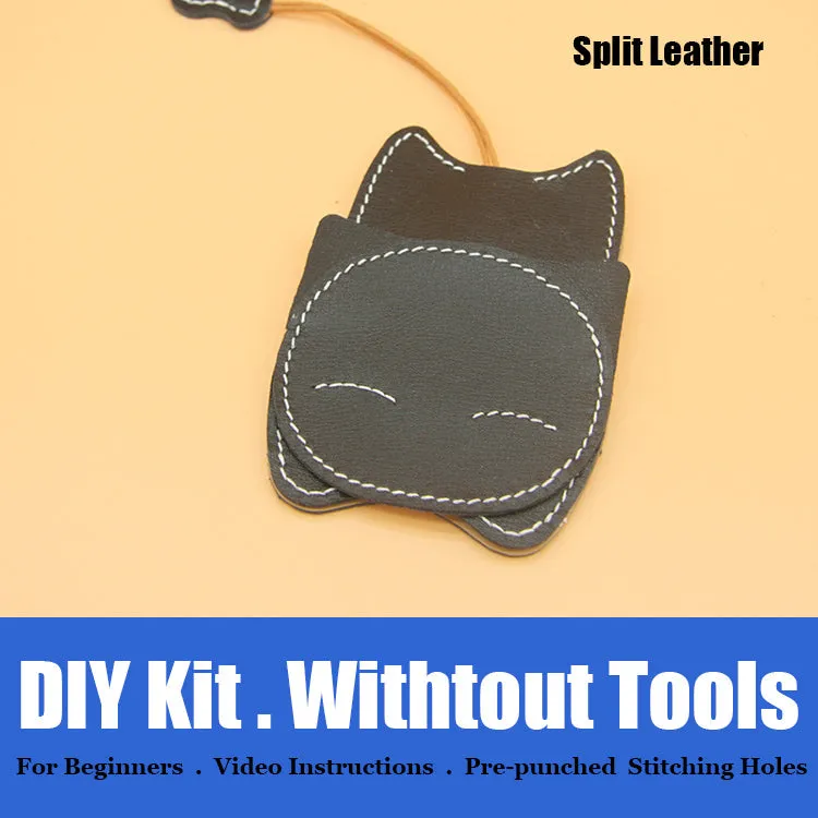 Cute DIY Leather Key Holder Kit DIY Eco Leather Project DIY Camel Leather Womens KeyChain DIY Leather KeyRing Kit