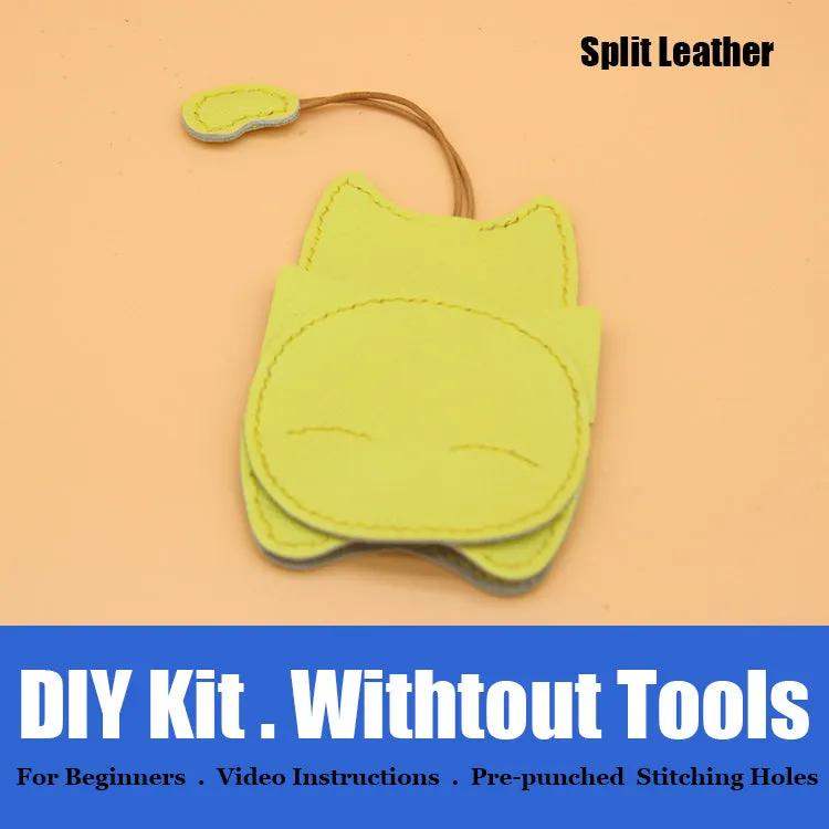 Cute DIY Leather Key Holder Kit DIY Eco Leather Project DIY Camel Leather Womens KeyChain DIY Leather KeyRing Kit