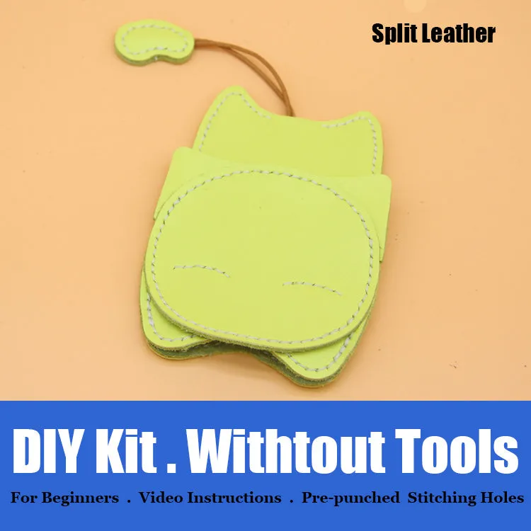 Cute DIY Leather Key Holder Kit DIY Eco Leather Project DIY Camel Leather Womens KeyChain DIY Leather KeyRing Kit
