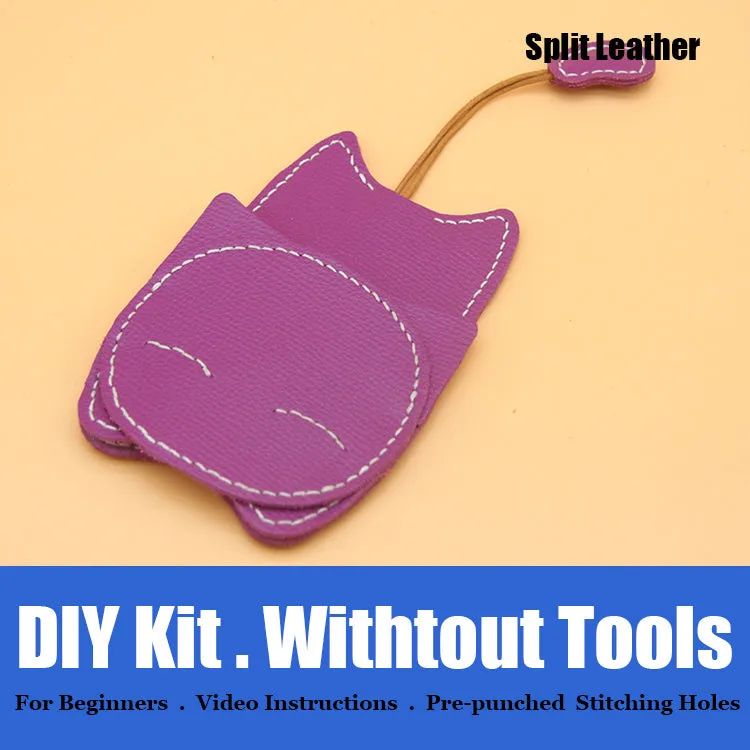 Cute DIY Leather Key Holder Kit DIY Eco Leather Project DIY Camel Leather Womens KeyChain DIY Leather KeyRing Kit