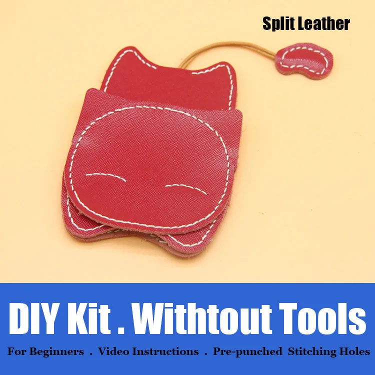 Cute DIY Leather Key Holder Kit DIY Eco Leather Project DIY Camel Leather Womens KeyChain DIY Leather KeyRing Kit