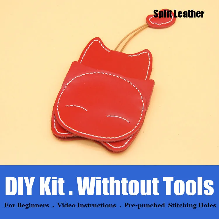 Cute DIY Leather Key Holder Kit DIY Eco Leather Project DIY Camel Leather Womens KeyChain DIY Leather KeyRing Kit
