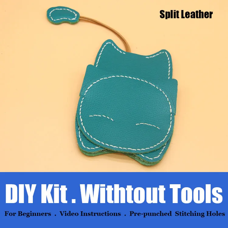 Cute DIY Leather Key Holder Kit DIY Eco Leather Project DIY Camel Leather Womens KeyChain DIY Leather KeyRing Kit