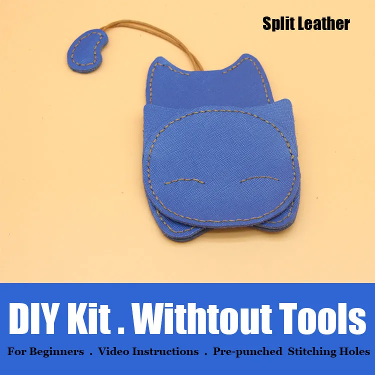 Cute DIY Leather Key Holder Kit DIY Eco Leather Project DIY Camel Leather Womens KeyChain DIY Leather KeyRing Kit