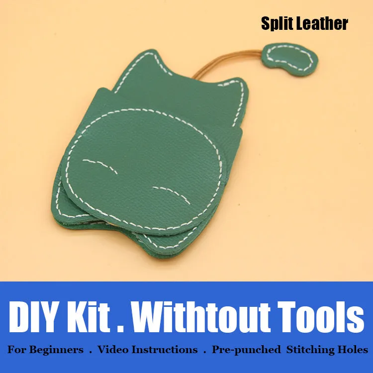 Cute DIY Leather Key Holder Kit DIY Eco Leather Project DIY Camel Leather Womens KeyChain DIY Leather KeyRing Kit