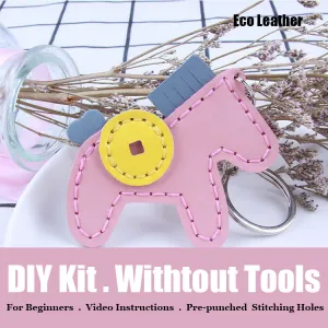 Cute DIY Leather Pony Key Charm Kit DIY Leather Project DIY Horse Leather Womens Bag Charm DIY Leather KeyRing Kit